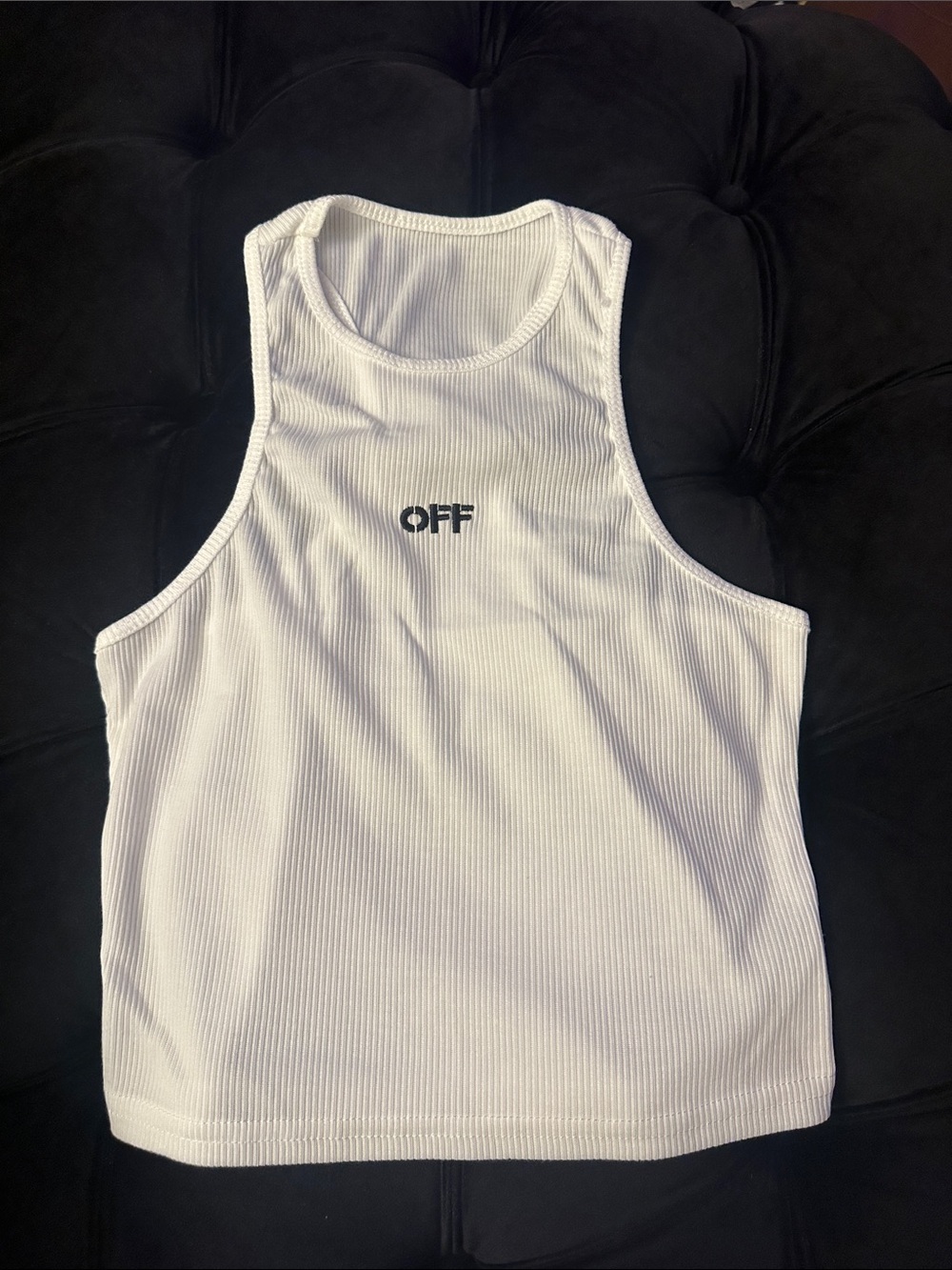 Off-White White Ribbed Logo Tank Top